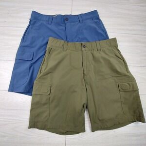 Orvis Cargo Shorts Mens 36 Blue Olive Green Bundle Tech Hiking Outdoor Lot of 2